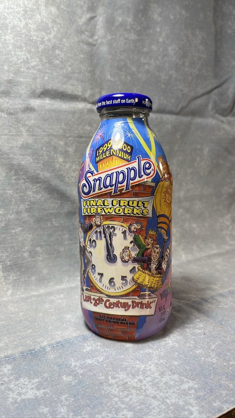 Snapple Final Fruit Fireworks 1999 2000 Milennium Empty Glass Bottle
